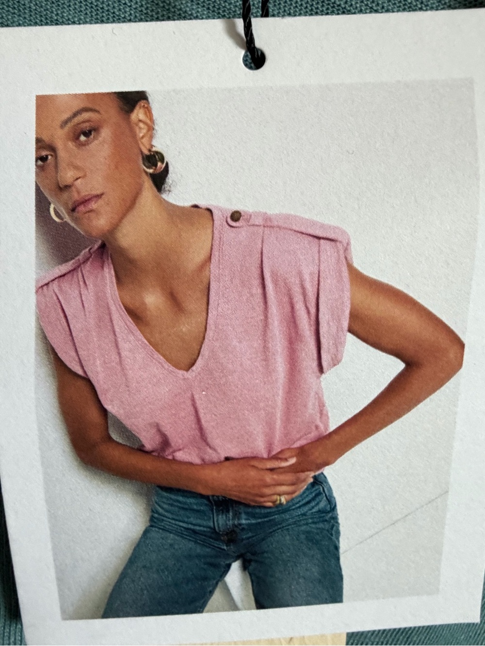 Nation LA Blue V-Neck Shoulder-Button Top - Picture 7 of 7